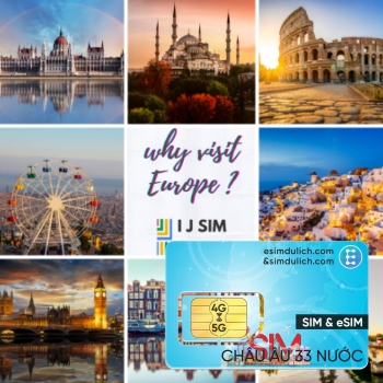 Sim Du Lịch Châu Âu Toàn Khối  30 Ngày Tốc Độ Cao